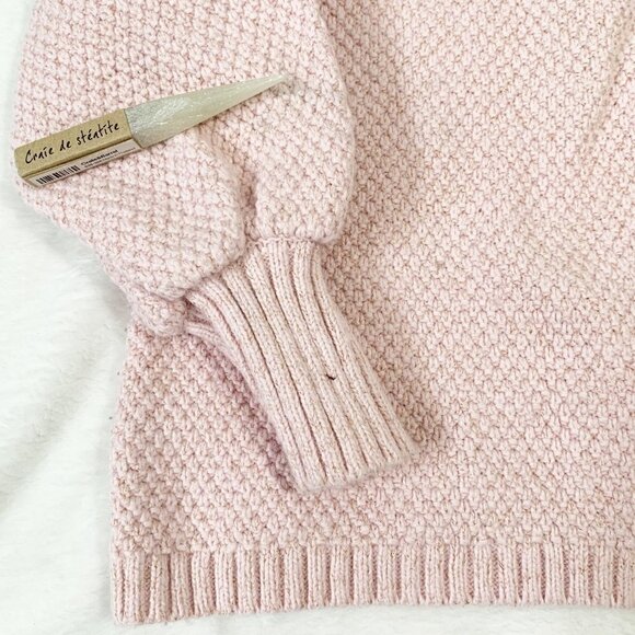 Janie and Jack pink balloon sleeve sparkle detail long sleeve pullover sweater - Picture 2 of 6